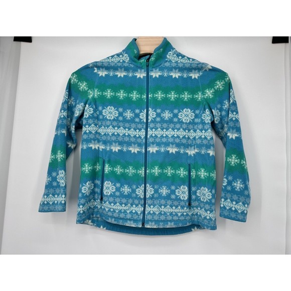 Talbots Blue‎ Fleece Patterned Jacket, Size L - Picture 2 of 11